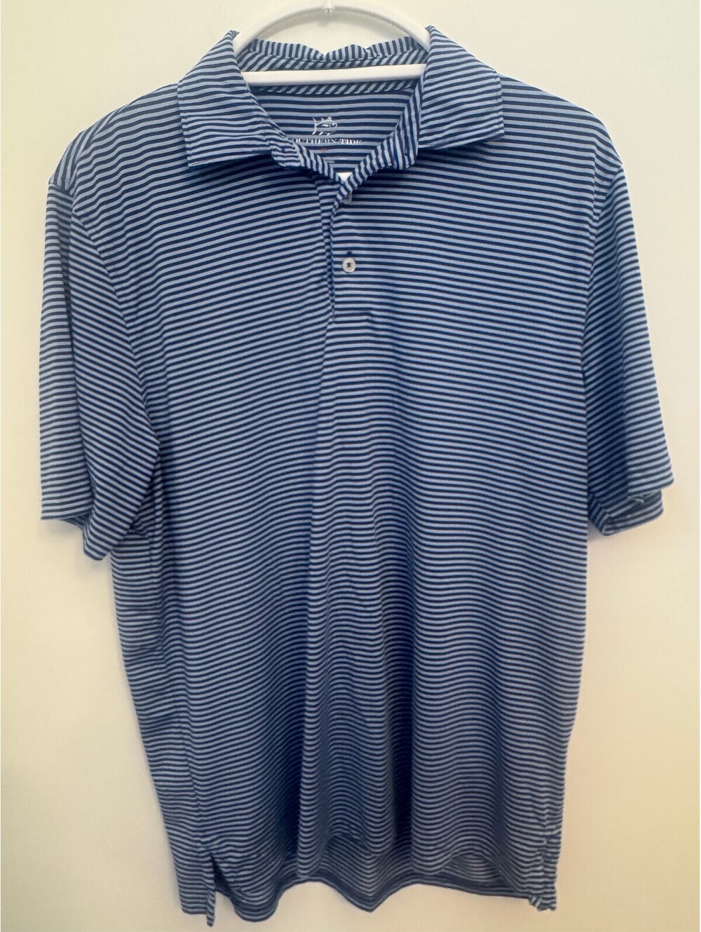 Southern Tide blue striped polo shirt